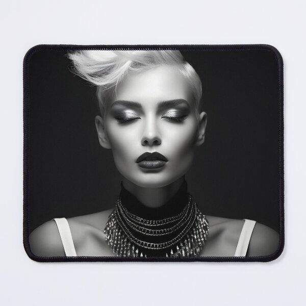 Item preview, High fashion editorial stark contrast model in black and white designed and sold by AI-Only Creations.