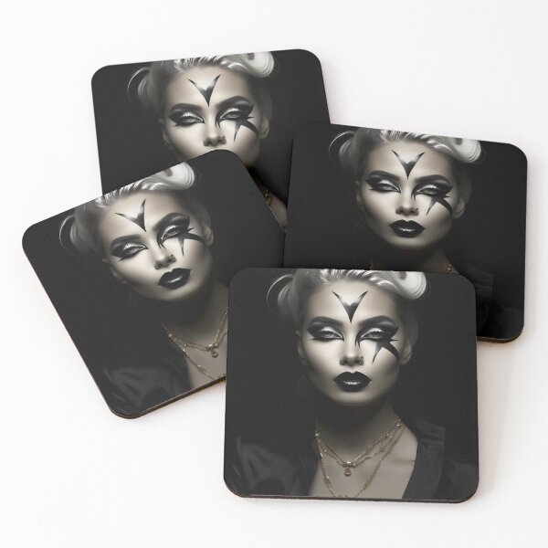 Item preview, High fashion editorial stark contrast model in black and white designed and sold by AI-Only Creations.