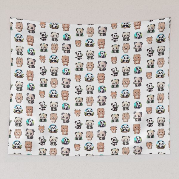 Item preview, 9 stickers of panda bears and brown bears in kawaii style designed and sold by DRAGONFIASCO.