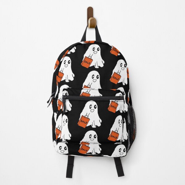 Item preview, Cute Little Ghost Cartoon holding shopping bag. Halloween Sale Spirit Character - Black designed and sold by DotLinePlane.