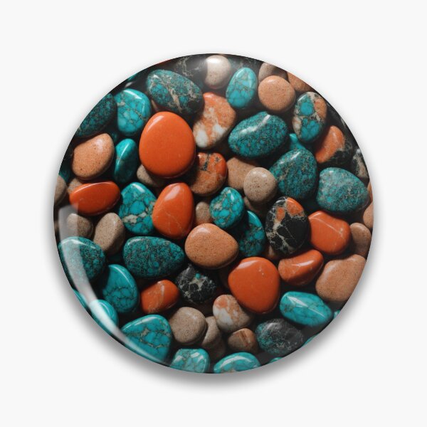 Item preview, Beautiful Smooth Colorful Pebbles Pattern - Copper Brick Teal Marble Rocks designed and sold by Moonsiess.
