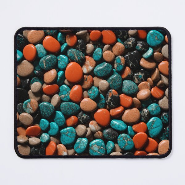 Item preview, Beautiful Smooth Colorful Pebbles Pattern - Copper Brick Teal Marble Rocks designed and sold by Moonsiess.