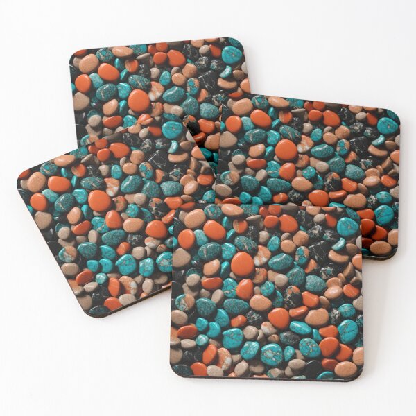 Item preview, Beautiful Smooth Colorful Pebbles Pattern - Copper Brick Teal Marble Rocks designed and sold by Moonsiess.