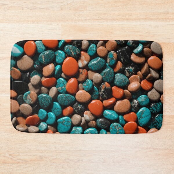 Item preview, Beautiful Smooth Colorful Pebbles Pattern - Copper Brick Teal Marble Rocks designed and sold by Moonsiess.