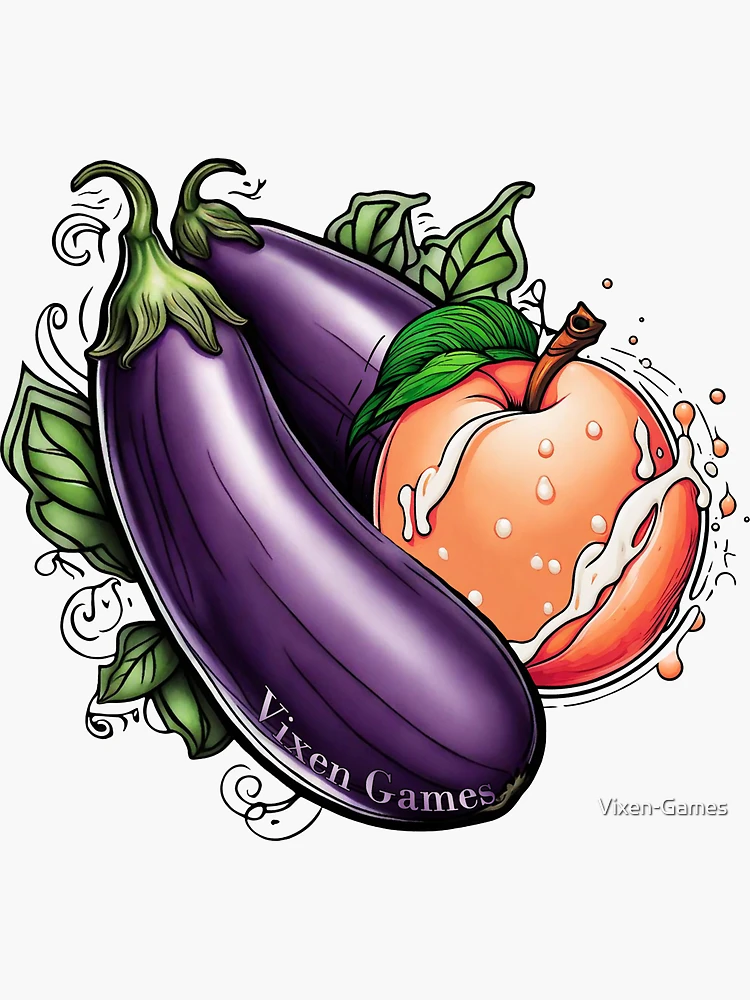 Peaches and eggplants Sticker for Sale by DesignDoubleP