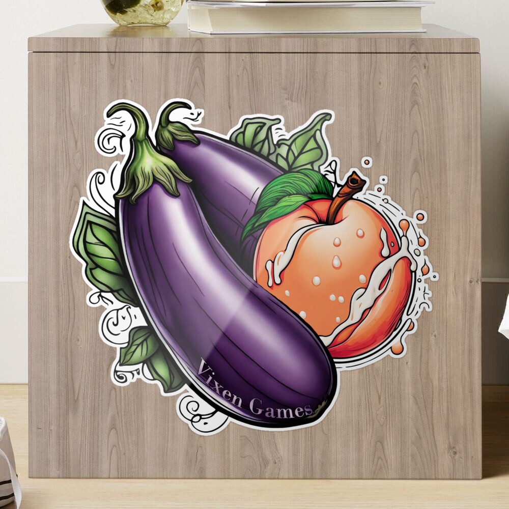 Peaches and eggplants Sticker for Sale by DesignDoubleP