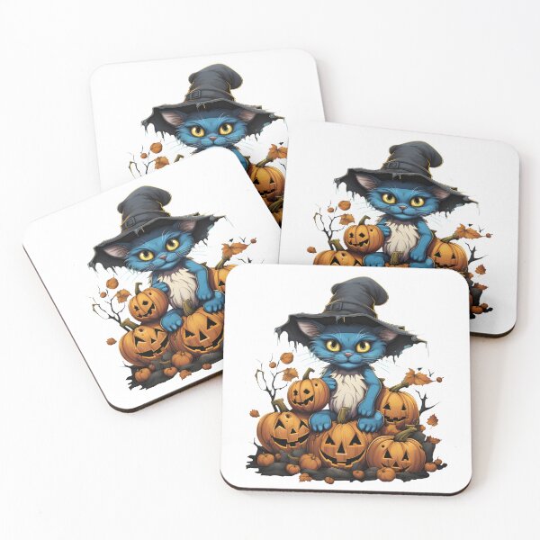 Item preview, Blue cat with witch hat designed and sold by GediaPrints.
