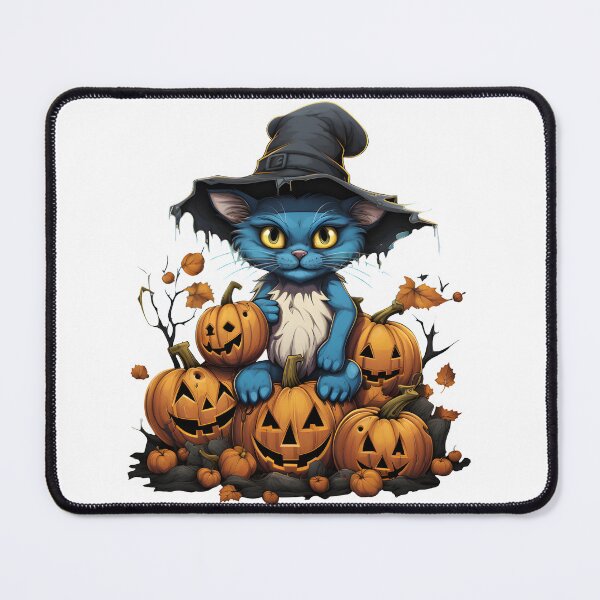 Item preview, Blue cat with witch hat designed and sold by GediaPrints.