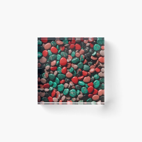 Item preview, Beautiful Smooth Colorful Pebbles Pattern - Red Brick Teal Black Marbles designed and sold by Moonsiess.