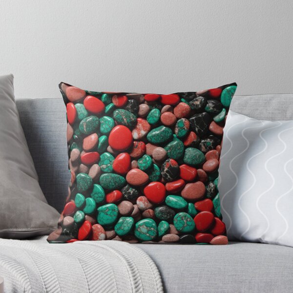 Item preview, Beautiful Smooth Colorful Pebbles Pattern - Red Brick Teal Black Marbles designed and sold by Moonsiess.