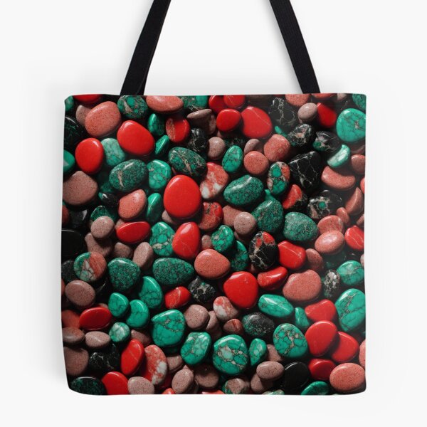 Item preview, Beautiful Smooth Colorful Pebbles Pattern - Red Brick Teal Black Marbles designed and sold by Moonsiess.