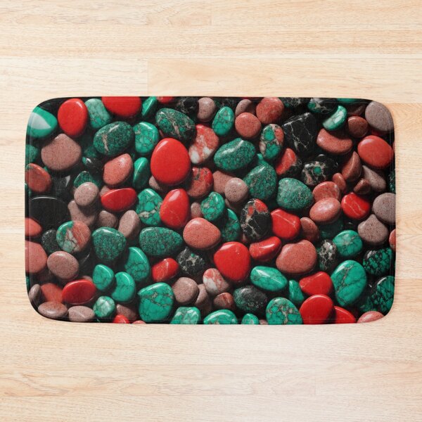 Item preview, Beautiful Smooth Colorful Pebbles Pattern - Red Brick Teal Black Marbles designed and sold by Moonsiess.