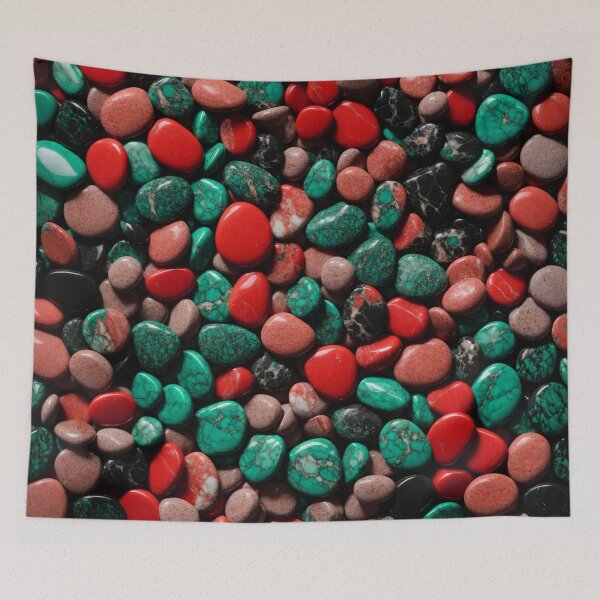 Item preview, Beautiful Smooth Colorful Pebbles Pattern - Red Brick Teal Black Marbles designed and sold by Moonsiess.