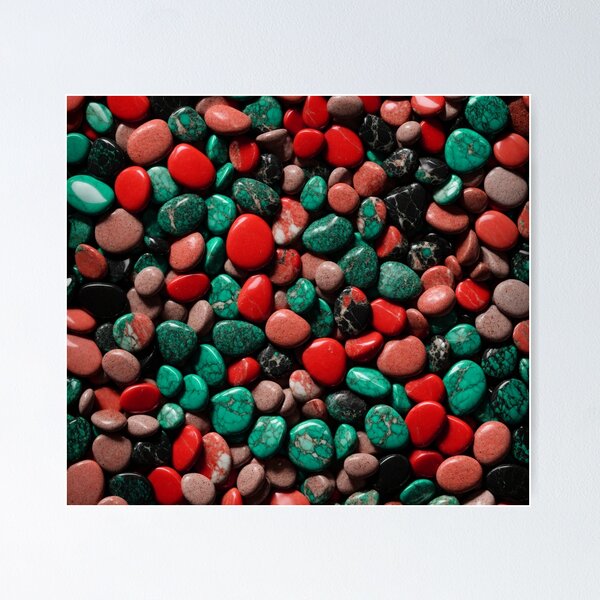 Item preview, Beautiful Smooth Colorful Pebbles Pattern - Red Brick Teal Black Marbles designed and sold by Moonsiess.