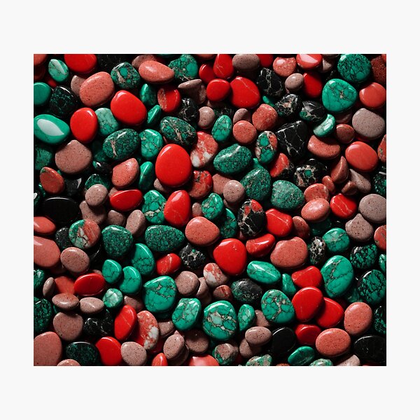 Item preview, Beautiful Smooth Colorful Pebbles Pattern - Red Brick Teal Black Marbles designed and sold by Moonsiess.