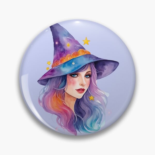Artikelvorschau, Witchs Whimsy in Purple - Aquarell-Wicca-Porträt entworfen und verkauft von EmeraldeaArt.