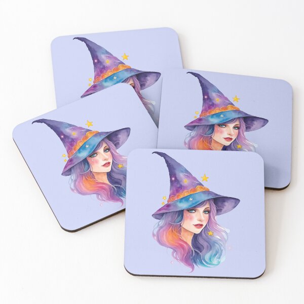Artikelvorschau, Witchs Whimsy in Purple - Aquarell-Wicca-Porträt entworfen und verkauft von EmeraldeaArt.