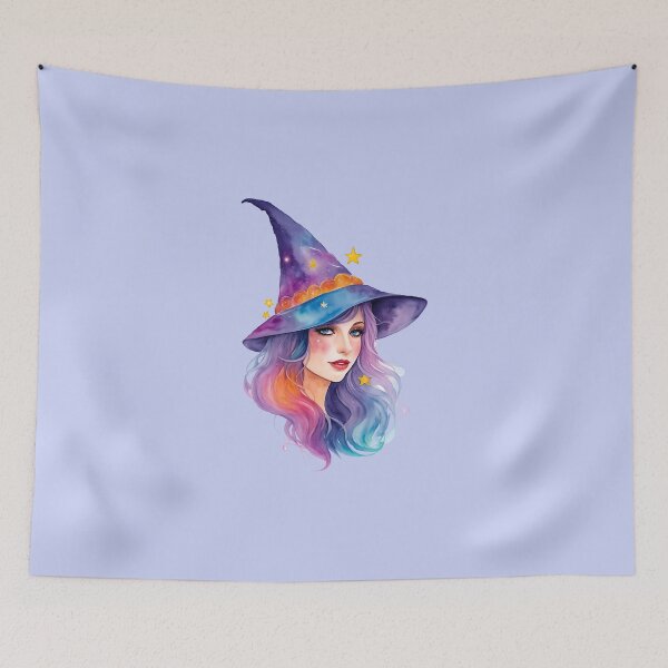 Item preview, Witchs Whimsy in Purple - aquarell wiccan portrait designed and sold by EmeraldeaArt.
