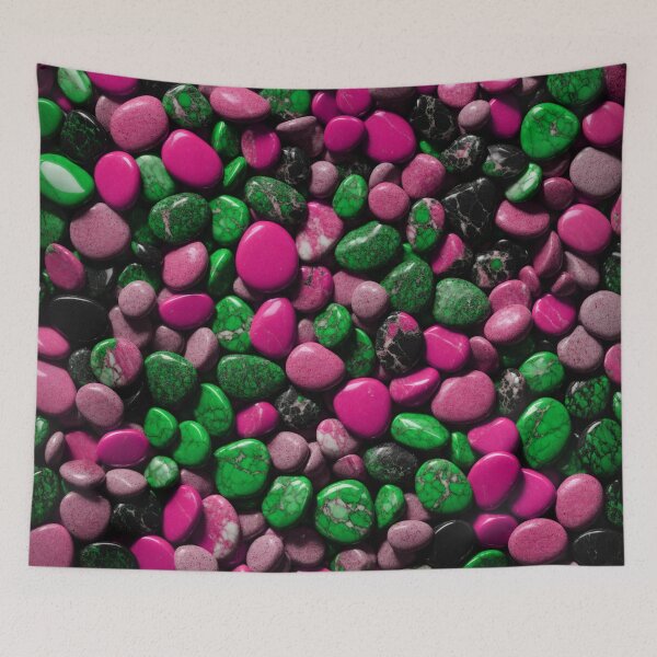 Item preview, Beautiful Smooth Colorful Pebbles Pattern - Pink Green Black Marbles designed and sold by Moonsiess.