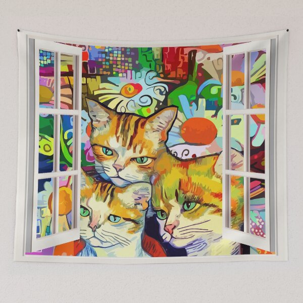 Item preview, CURIOUS CATS AT THE WINDOW designed and sold by Tammera.