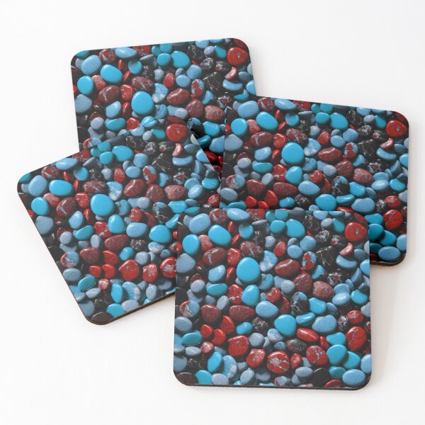 Item preview, Beautiful Smooth Colorful Pebbles Pattern - Red Teal Blue Marbles designed and sold by Moonsiess.