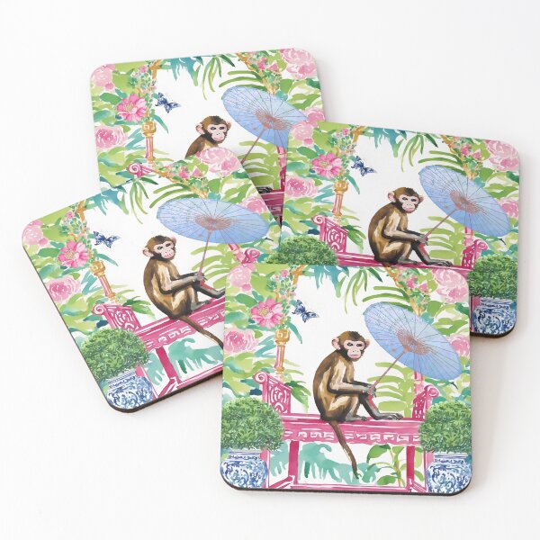 Item preview, Monkey in chinoiserie garden designed and sold by SophieClimaArt.