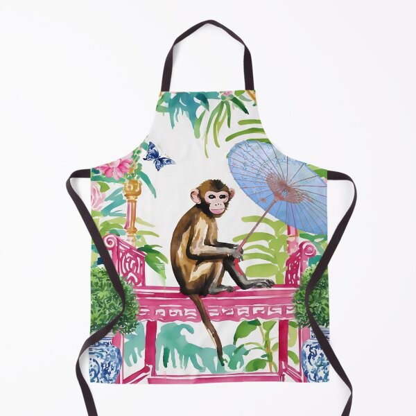 Item preview, Monkey in chinoiserie garden designed and sold by SophieClimaArt.