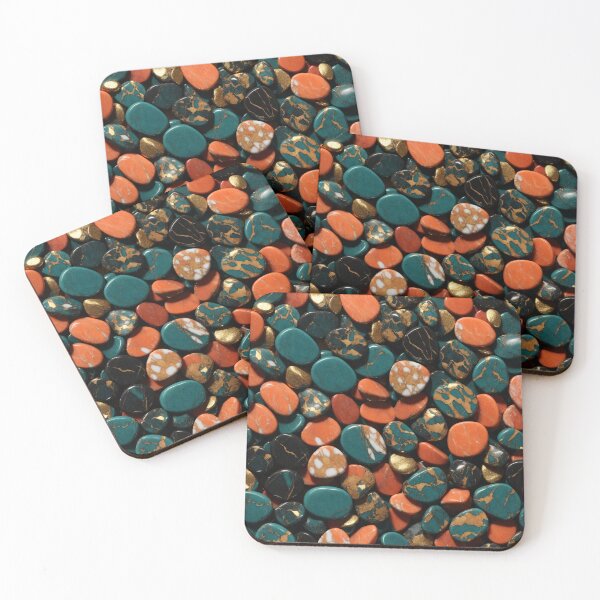 Item preview, Beautiful Smooth Colorful Pebbles Pattern - Coral Copper Red Teal Marbles designed and sold by Moonsiess.