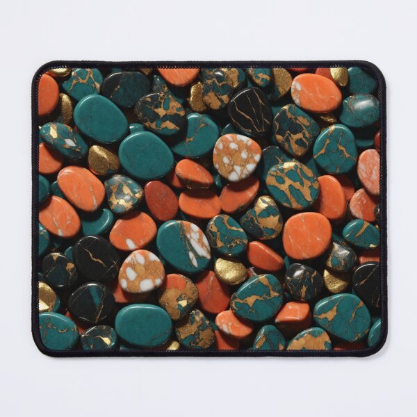 Item preview, Beautiful Smooth Colorful Pebbles Pattern - Coral Copper Red Teal Marbles designed and sold by Moonsiess.