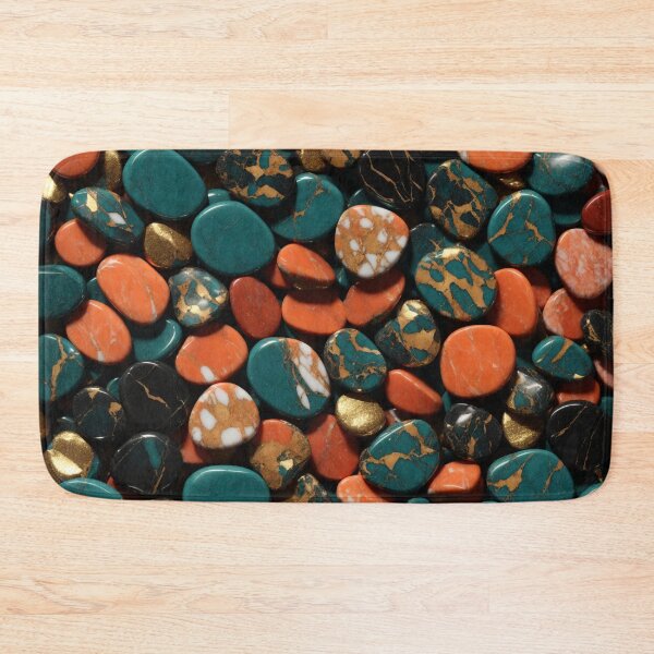 Item preview, Beautiful Smooth Colorful Pebbles Pattern - Coral Copper Red Teal Marbles designed and sold by Moonsiess.