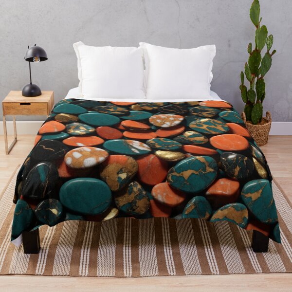 Item preview, Beautiful Smooth Colorful Pebbles Pattern - Coral Copper Red Teal Marbles designed and sold by Moonsiess.