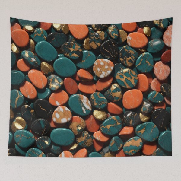 Item preview, Beautiful Smooth Colorful Pebbles Pattern - Coral Copper Red Teal Marbles designed and sold by Moonsiess.