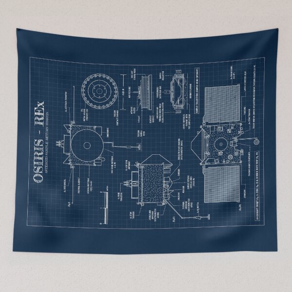 Item preview, OSIRIS-REx. Asteroid Sample Return Mission. Vertical (Navy Blueprint) designed and sold by BGALAXY.
