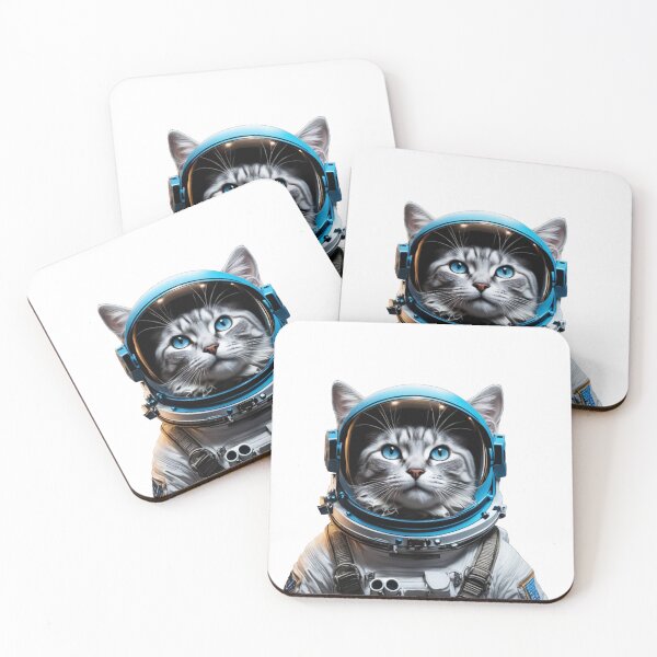 Item preview, Space cat with blue eyes looking at the stars and the moon.Atronaut cat designed and sold by By-Jeff.