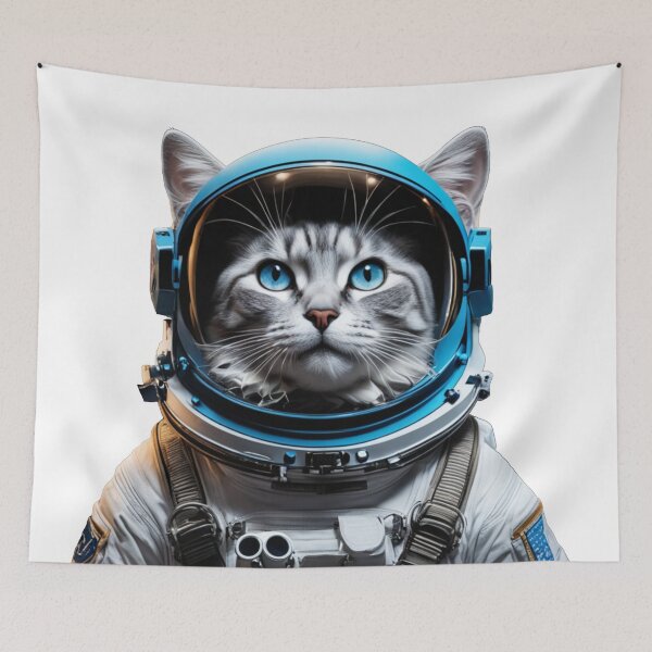 Item preview, Space cat with blue eyes looking at the stars and the moon.Atronaut cat designed and sold by By-Jeff.