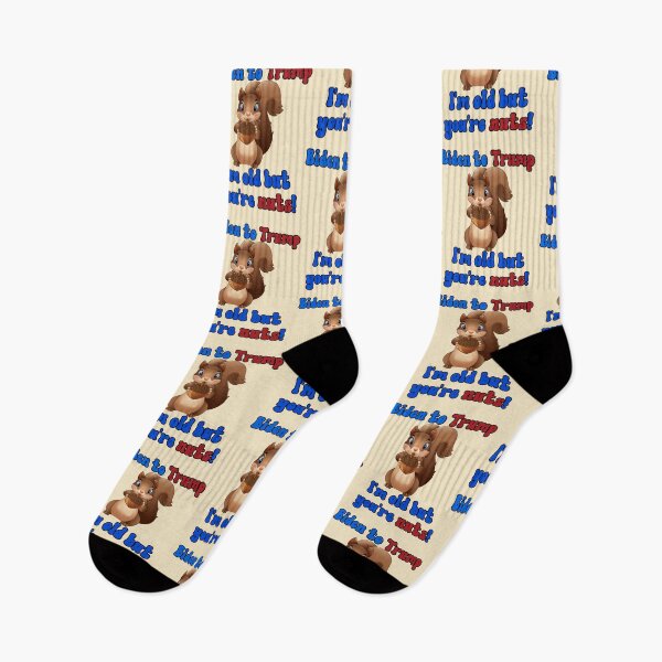 Item preview, Biden to Trump I'm old but you're nuts! Political satire with cute squirrel holding a nut. designed and sold by JoyOfHopeStore.