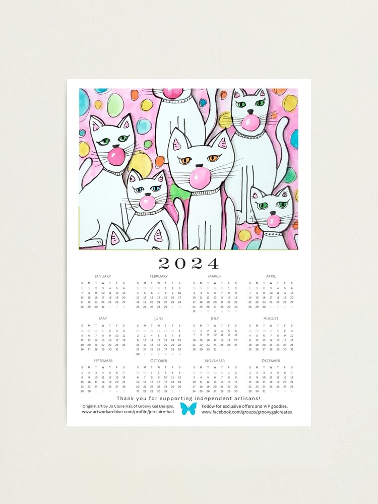 Calendrier mural chats dans l'art 2024