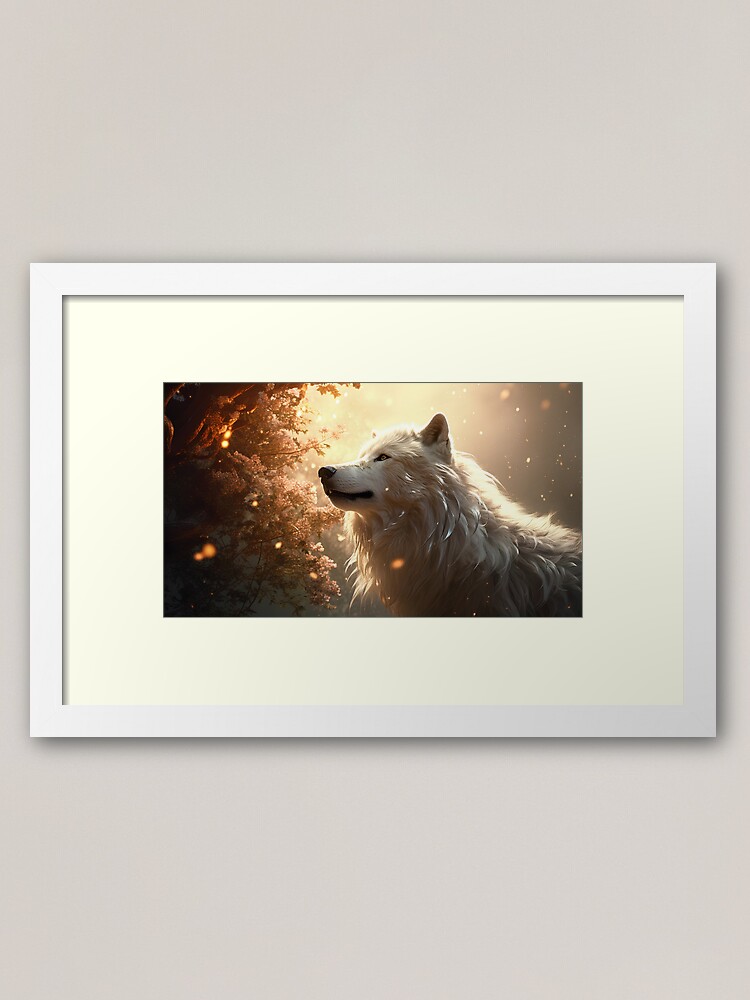 Framed Art Print, Dogs & Dragons - Wolf Support designed and sold by Dogs-x-Dragons