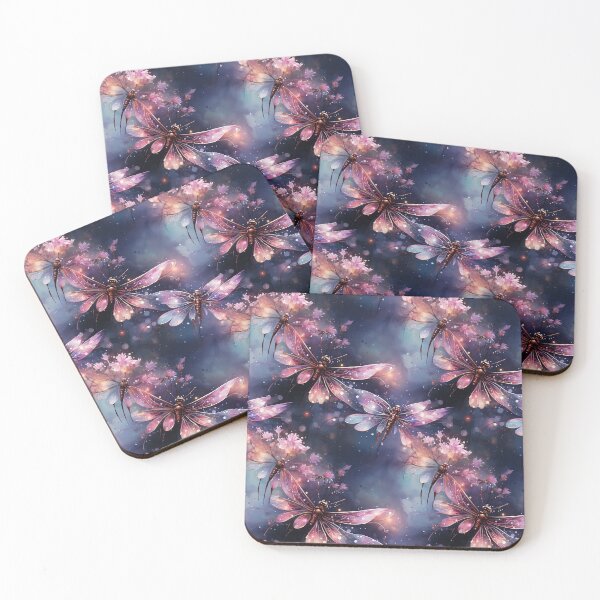 Item preview, Purple Dragon Fly Flower tile pattern designed and sold by Diala1984.