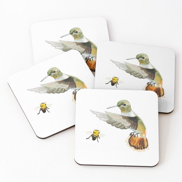 Item preview, Rufous Hummingbird and Bumble Bee designed and sold by VerdeDoodleDuck.
