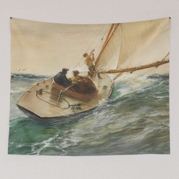 Item preview, LIFE! 1913 nautical maritime seascape sailing yacht marine cup racing landscape painting by Charles Napier Hemy designed and sold by Jéanpaul  Ferro.