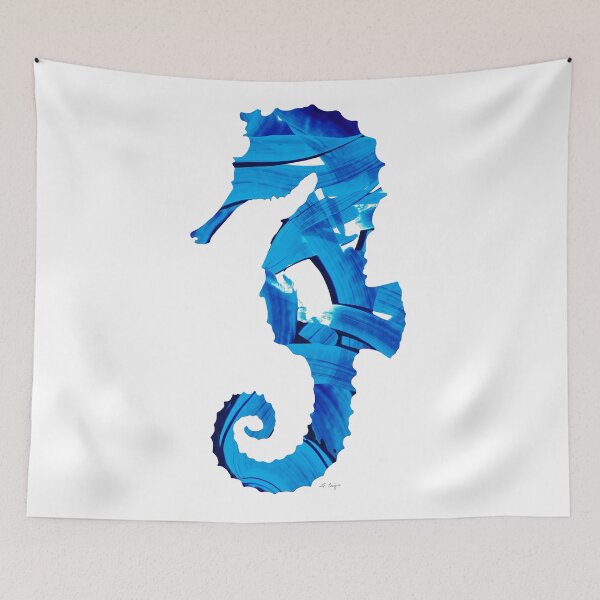 Item preview, Blue And White Seahorse Beach Ocean Art designed and sold by Sharon Cummings Art.