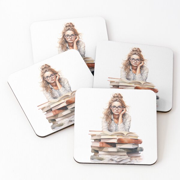 Item preview, Bella mujer y una montaña de libros designed and sold by Sketch-Shack.