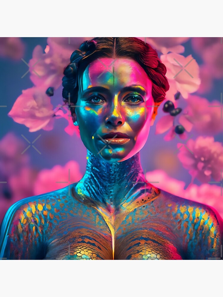 Woman combination body painting iridescent skin texture Art Board Print  for Sale by Lookis Palook