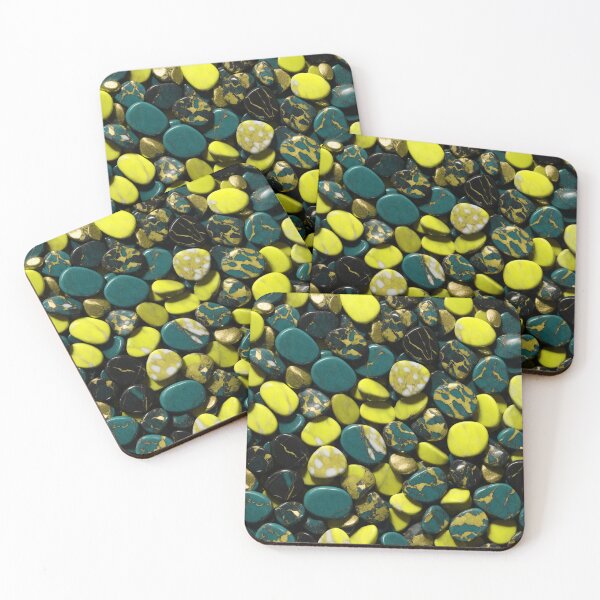 Item preview, Beautiful Smooth Colorful Pebbles Pattern Bright Yellow Teal Marbles designed and sold by Moonsiess.