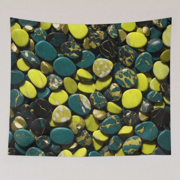Item preview, Beautiful Smooth Colorful Pebbles Pattern Bright Yellow Teal Marbles designed and sold by Moonsiess.