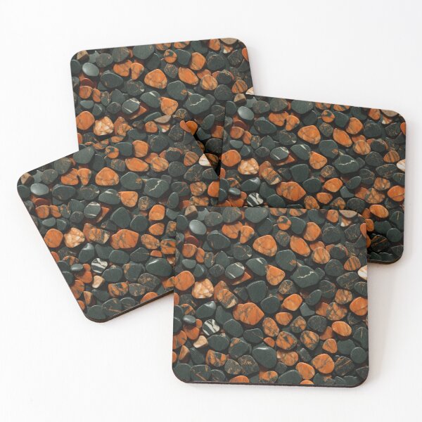 Item preview, Beautiful Smooth Colorful Pebbles Pattern - Orange Salmon Black Marbles designed and sold by Moonsiess.