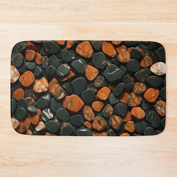 Item preview, Beautiful Smooth Colorful Pebbles Pattern - Orange Salmon Black Marbles designed and sold by Moonsiess.