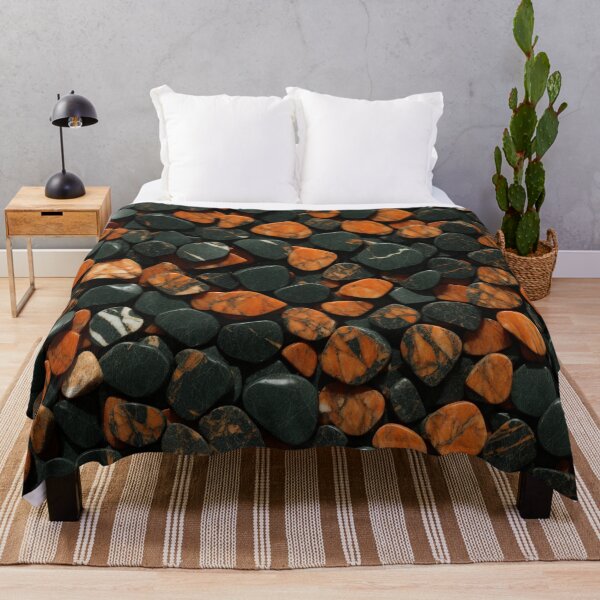 Item preview, Beautiful Smooth Colorful Pebbles Pattern - Orange Salmon Black Marbles designed and sold by Moonsiess.