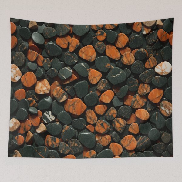 Item preview, Beautiful Smooth Colorful Pebbles Pattern - Orange Salmon Black Marbles designed and sold by Moonsiess.